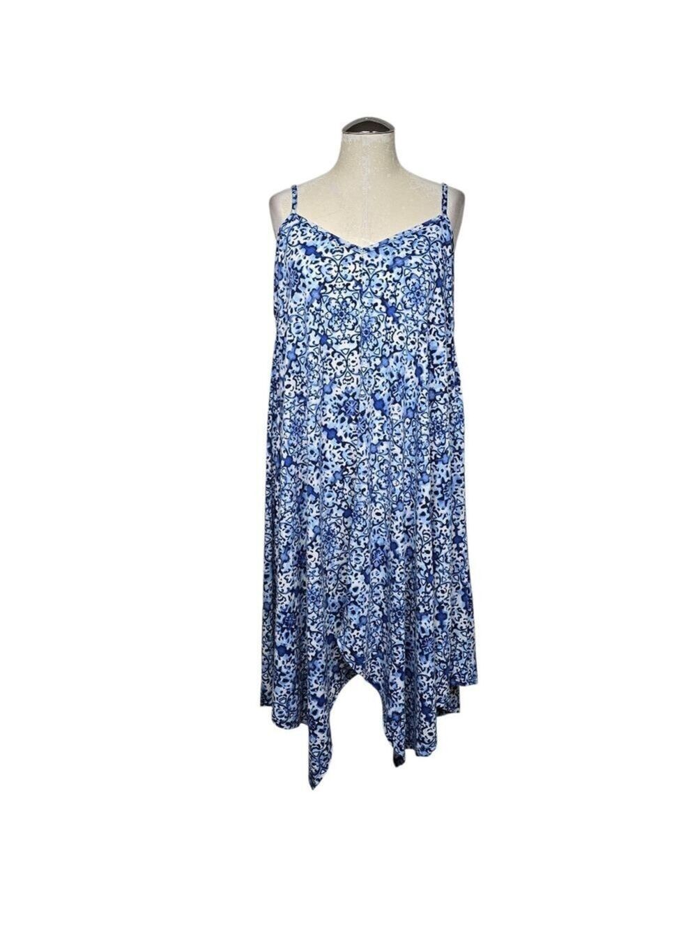 Concepts New York Blue White Floral Handkerchief Dress L